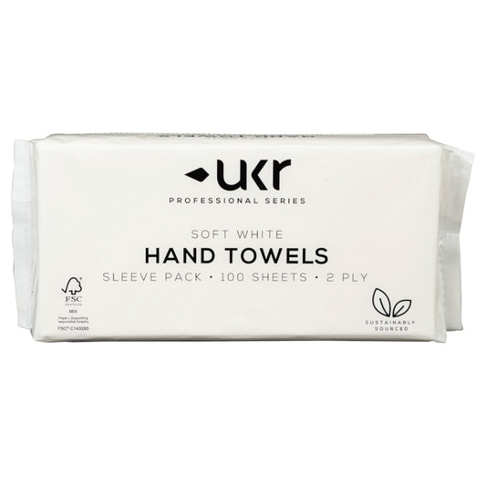 UKR® Soft White Hand Towel Z Fold Sleeve